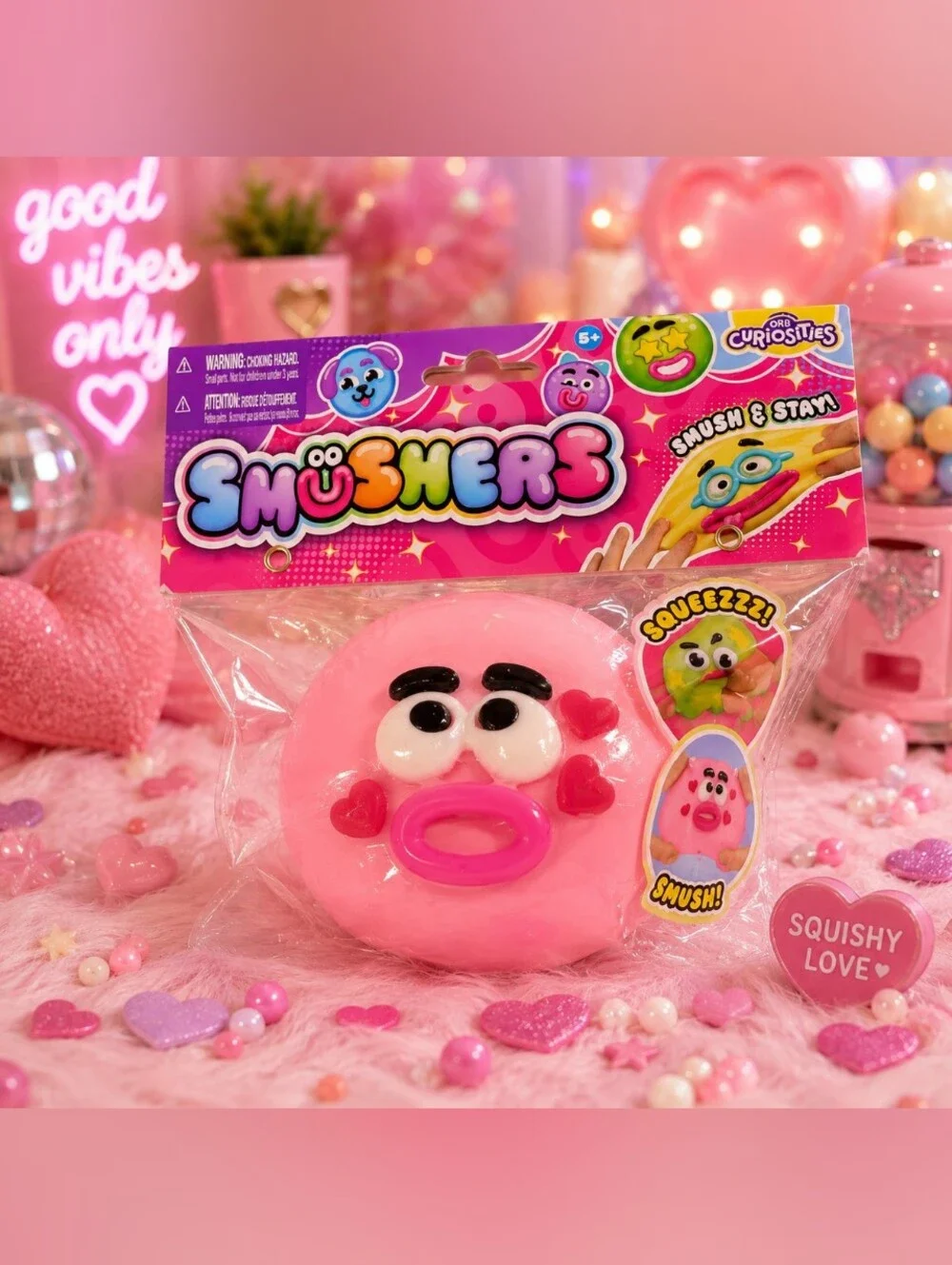 NEW ORB Curiosities Smushers Pink Monster Squishy Stress Toy Fidget Sensory